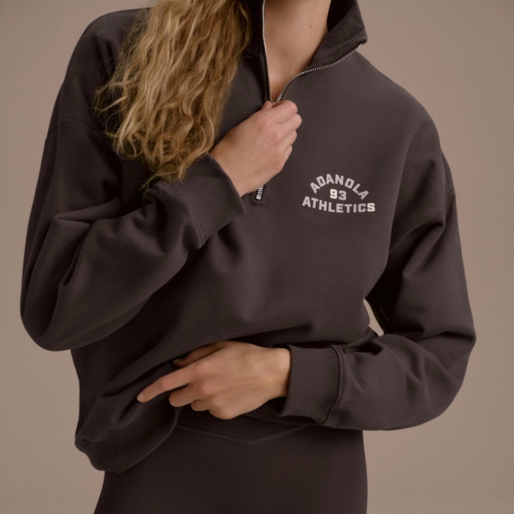 Adanola Campus Oversized Funnel Neck Zip Sweatshirt - Coffee Bean/Marshmallow